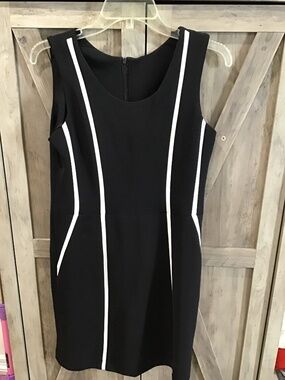 Black dress with white contouring lines NWT